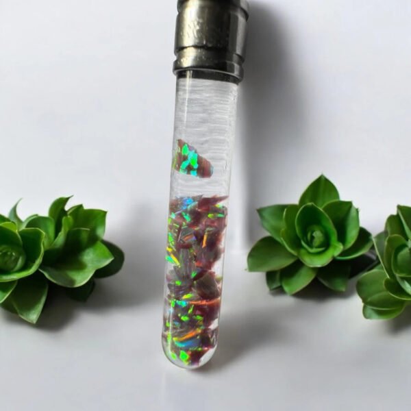 Brown Fire Floating Opal Vial of Light pendant silver necklace - Image 2