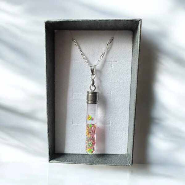 Brown Fire Floating Opal Vial of Light pendant silver necklace - Image 3