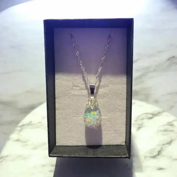 Spearmint Floating Opal Timeless Teardrop globe pendant silver necklace - Image 3